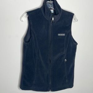 Columbia Fleece Vest Ladies Sz Small Black with side zip pockets EUC